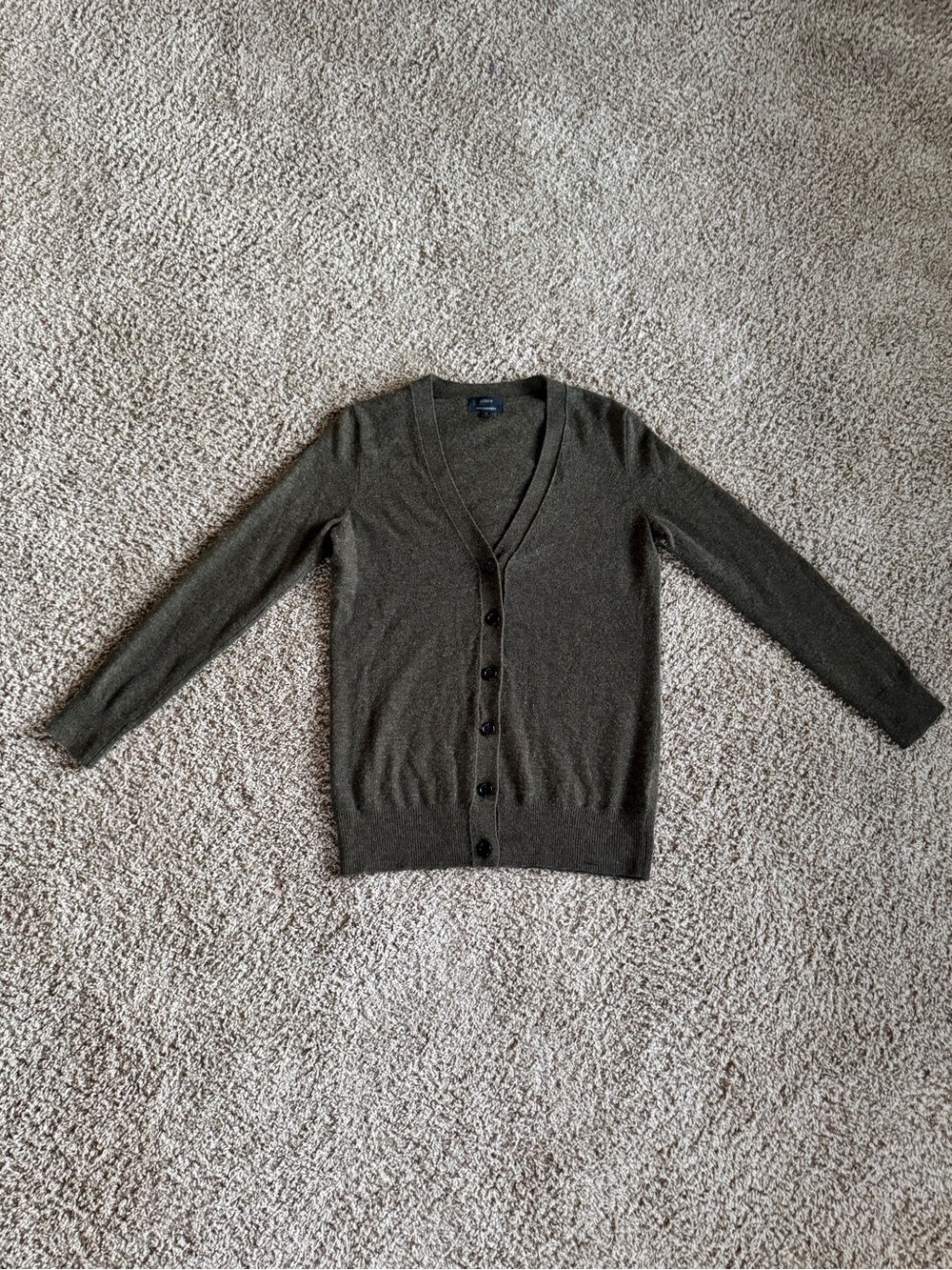 Classic V-Neck Olive Green Button Cardigan wool cashmere Sweater